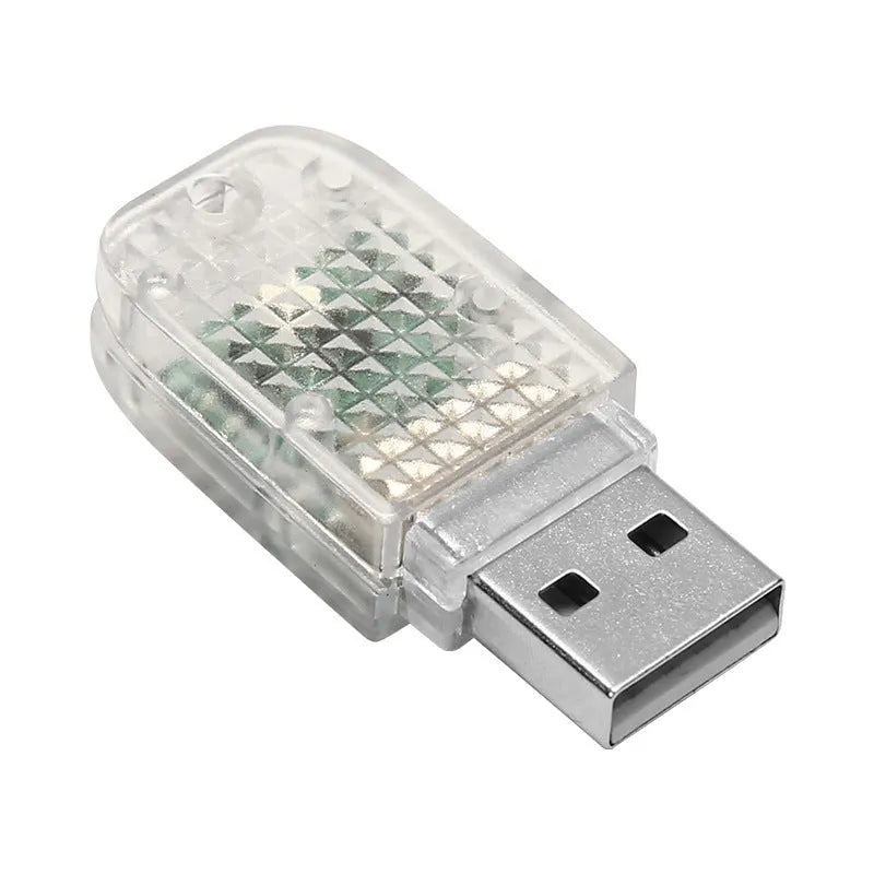 USB car ambient light with touch controls and voice-activated RGB colour changing modes