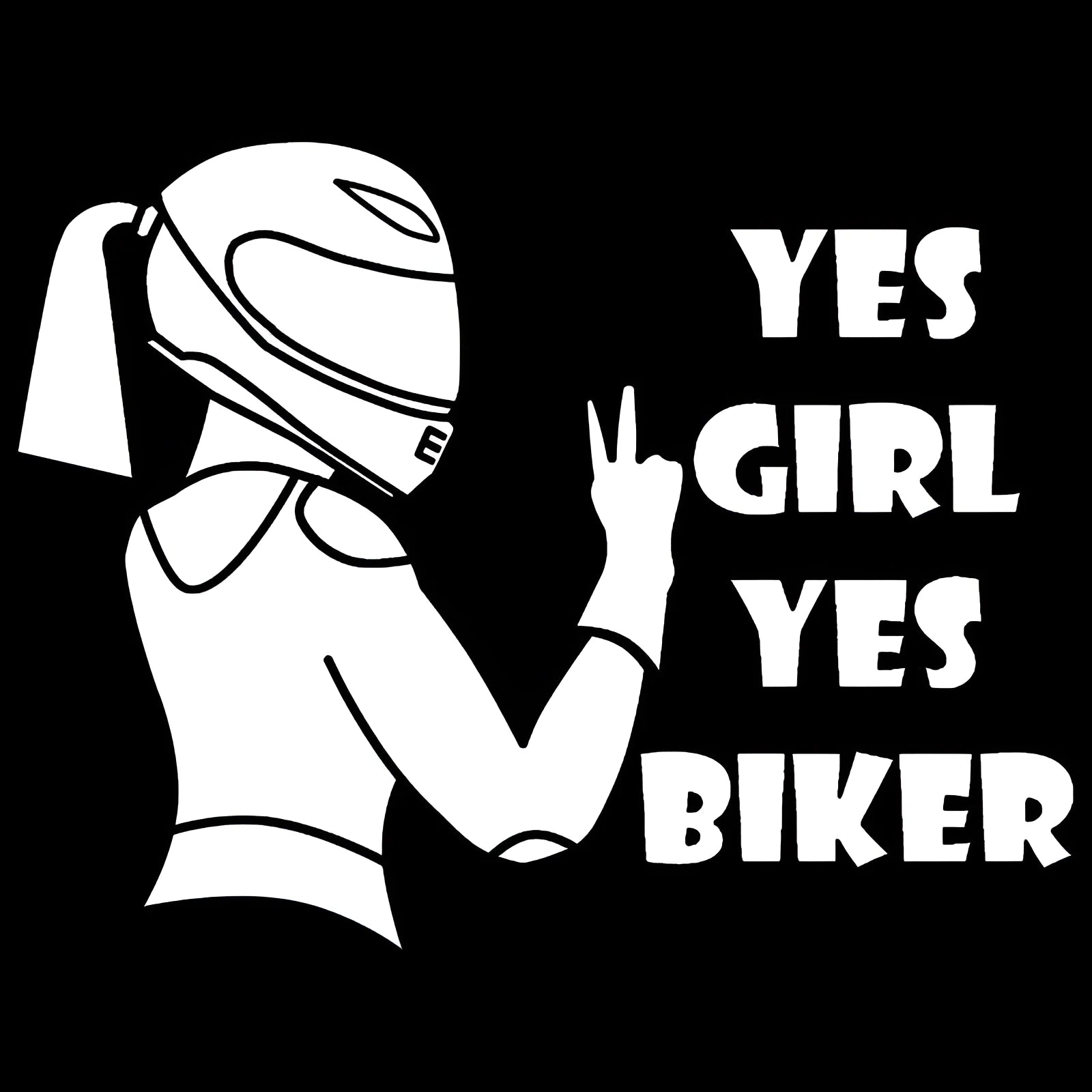 Cool Girl Rider waterproof vehicle sticker in black, white and laser colours measuring 16cm by 15cm