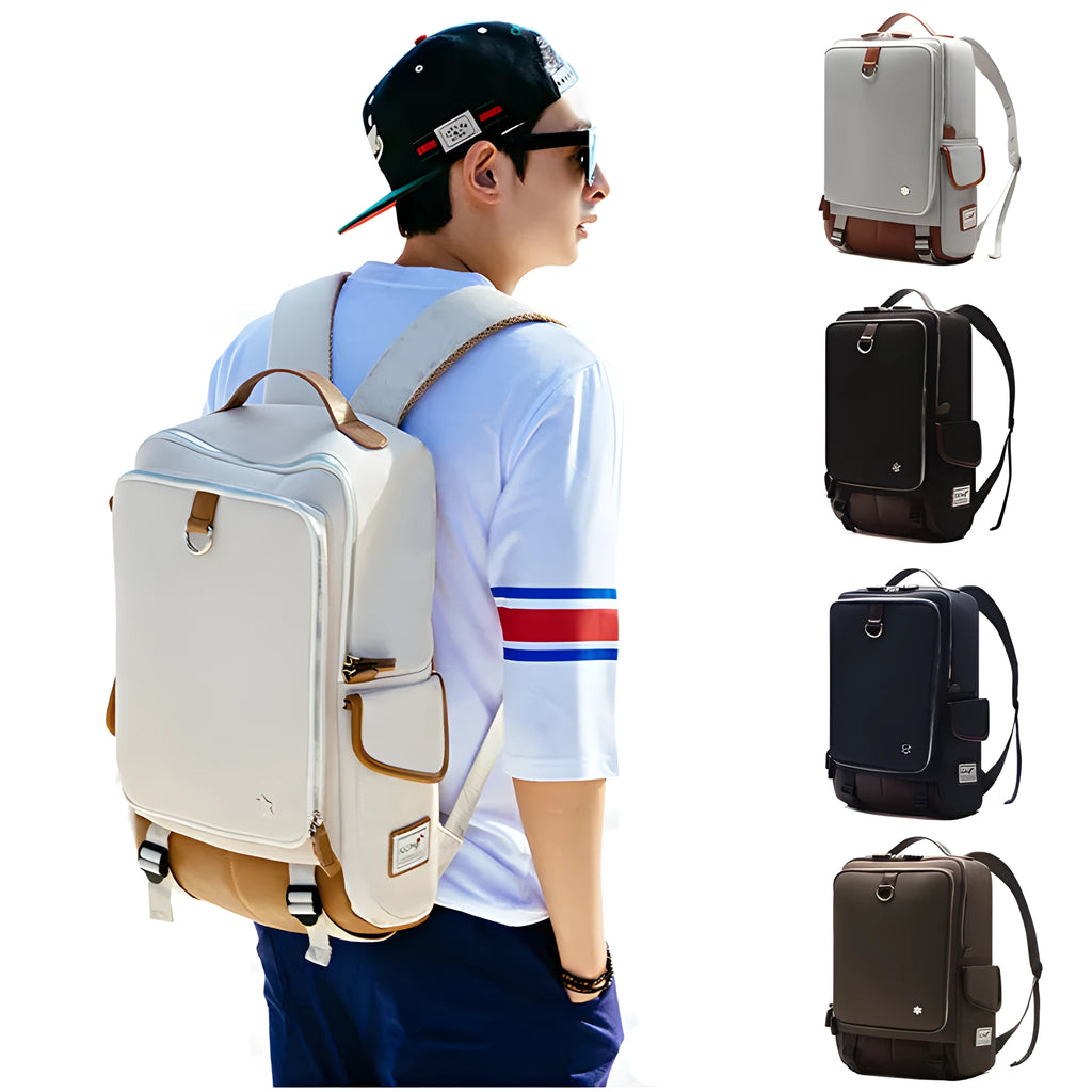 Large capacity men's Oxford cloth backpack in Army Green colour with Korean-inspired design
