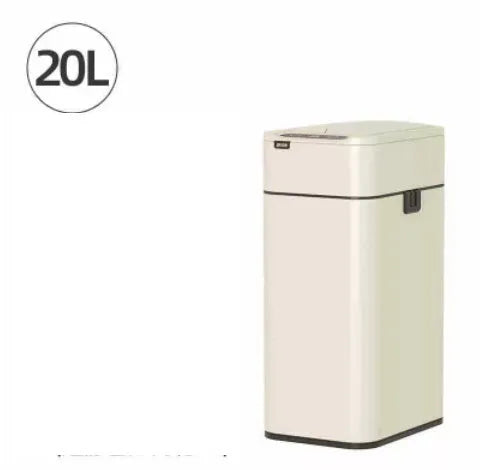 Square stainless steel inductive smart trash can with sensor lid.
