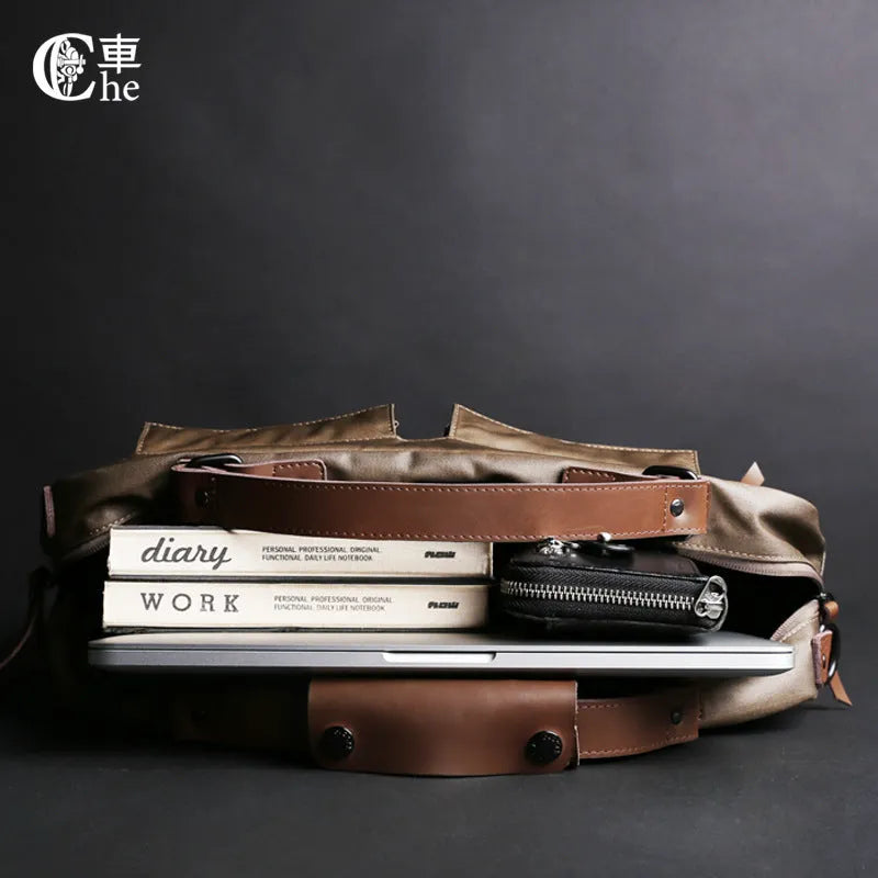 Dpark single shoulder slung laptop bag for 14/15 inch business laptops in Black, Brown, Khaki colours