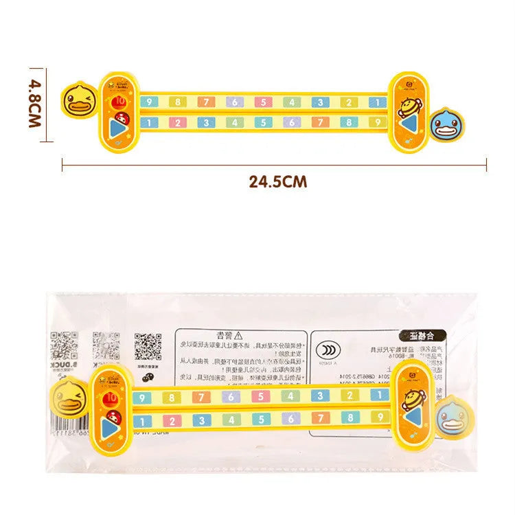Yellow plastic cartoon digital decomposition ruler for children's maths learning