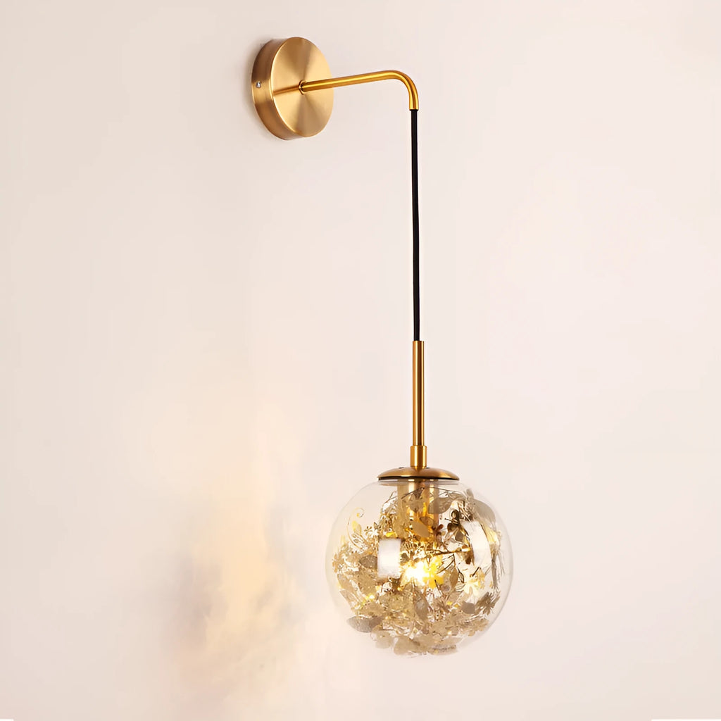 Modern glass wall-mounted bedside lamp in silver or gold finish