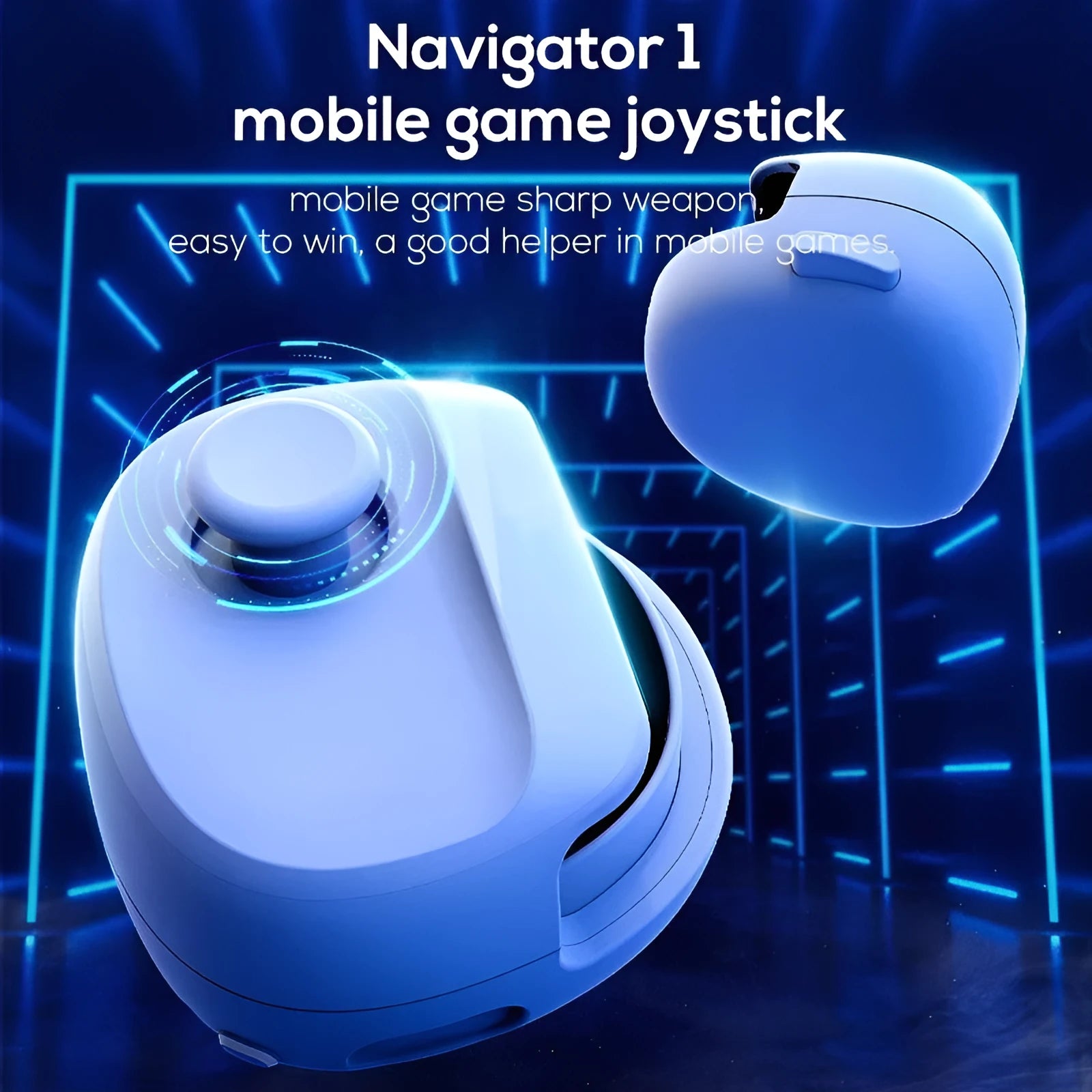 Compact black USB gaming stick controller for mobile phones on a white background.