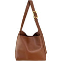 Women's soft PU shoulder bag with swing threads detail in black or brown colour