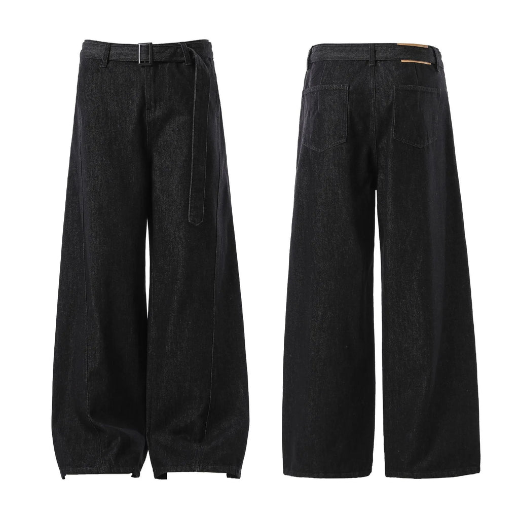 Black high waist straight-leg women's jeans with zip fly and five-pocket design