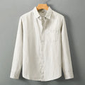 Chinese style linen long sleeve cardigan shirt in solid colour for sun protection