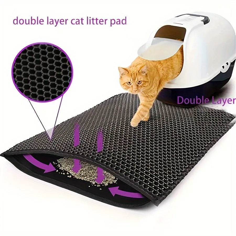 EVA double-layer cat litter mat in four sizes and six colours, including black and gray, for cat litter areas