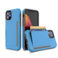 Simple solid colour TPU and PC back cover case for iPhone 11 models in black, red, pink, blue, dark blue, and purple.