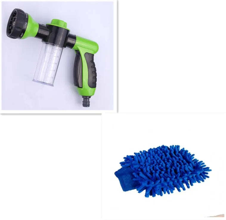 Green high-pressure foam spray gun for car washing with adjustable nozzle and multiple spray patterns