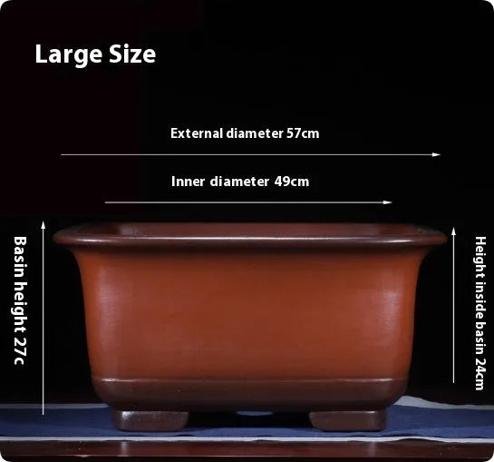 Large antique Chinese style purple clay flower pot for indoor plants and bonsai trees