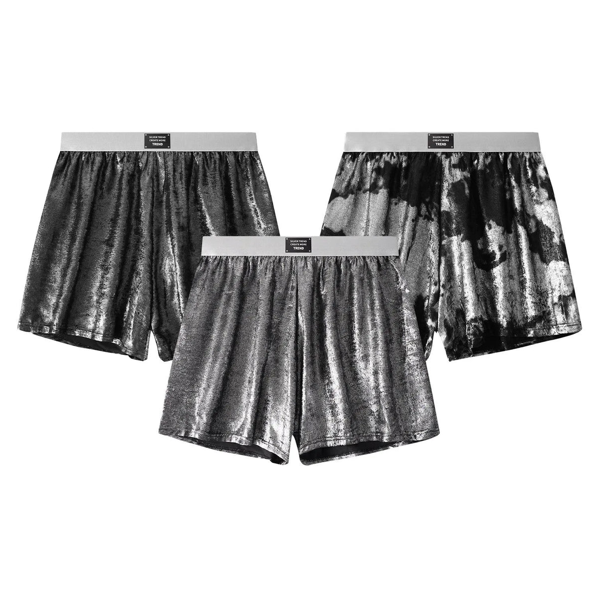 Galaxy Reflective woven polyester sports underwear in star silver colour with mid waist design