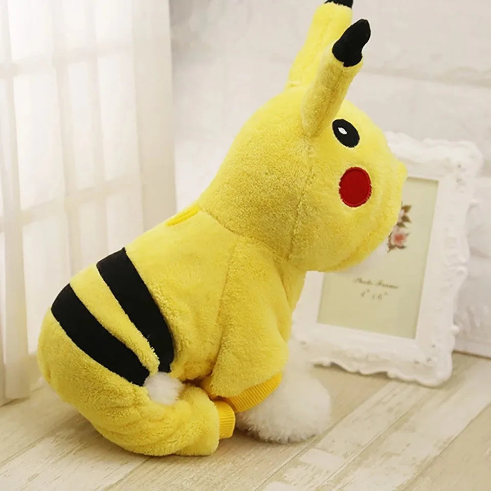 Fleece cat hoodie costume in cartoon style for small dogs and cats in autumn winter