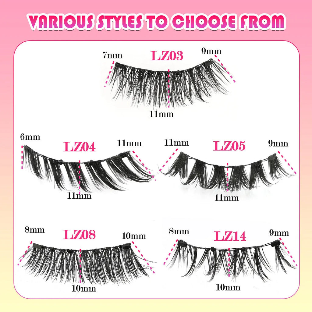 Reusable glue-free false eyelashes made of artificial fibre with natural thick style and waterproof design