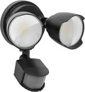 White or black LED security flood light with motion sensor for wall or ceiling mounting