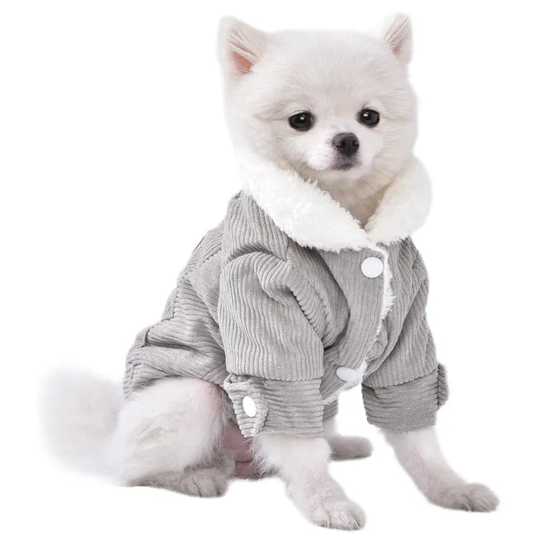 Lambswool grey fleece-lined dog vest for autumn and winter pet warmth