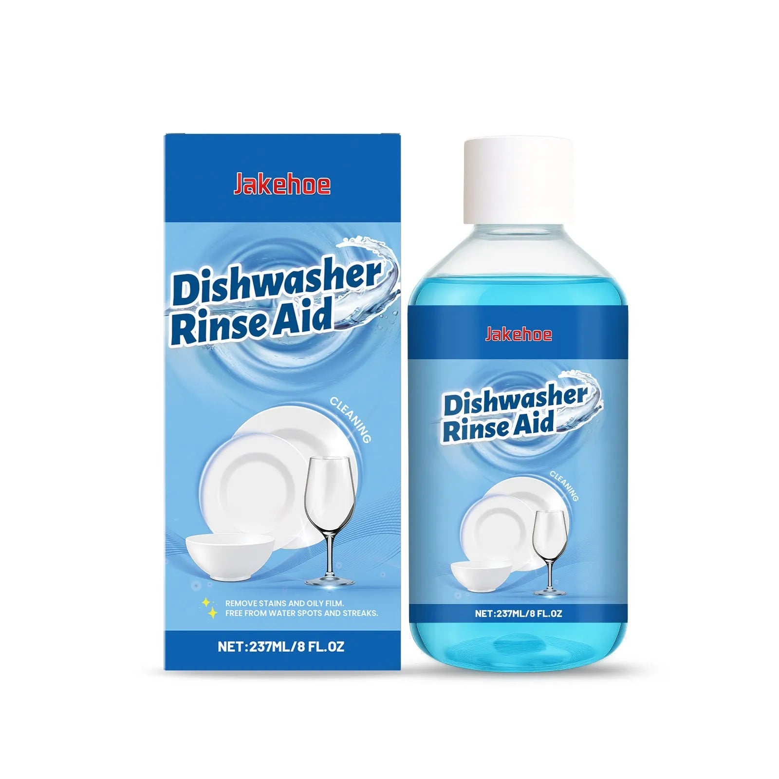 237mL dishwasher detergent aid bottle measuring 5.8cm by 12.8cm for stain removal