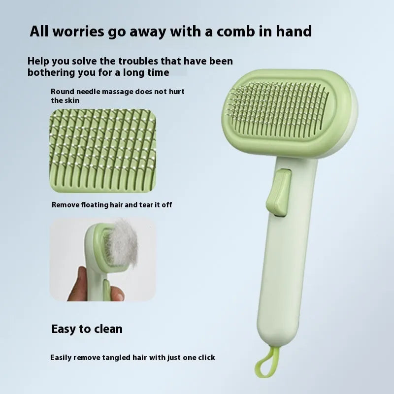 Large pet hair removal comb and knot untying shaver in light grey, pink, or light green