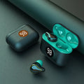 Black and blue in-ear Bluetooth stereo headset displayed as a business or personal gift.