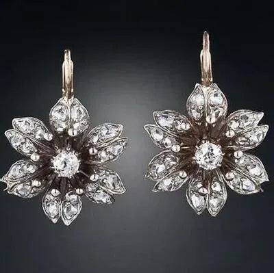 Silver-coloured retro fashion women's earrings with electroplated alloy construction