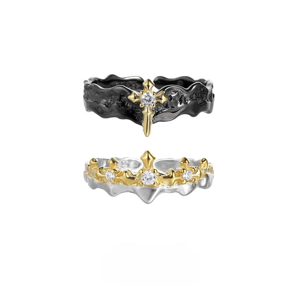 Princess Knight adjustable couple ring in silver with electroplated finish