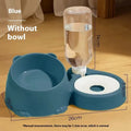 Grass green double bowl cat feeding basin with automatic drinker and ceramic base.