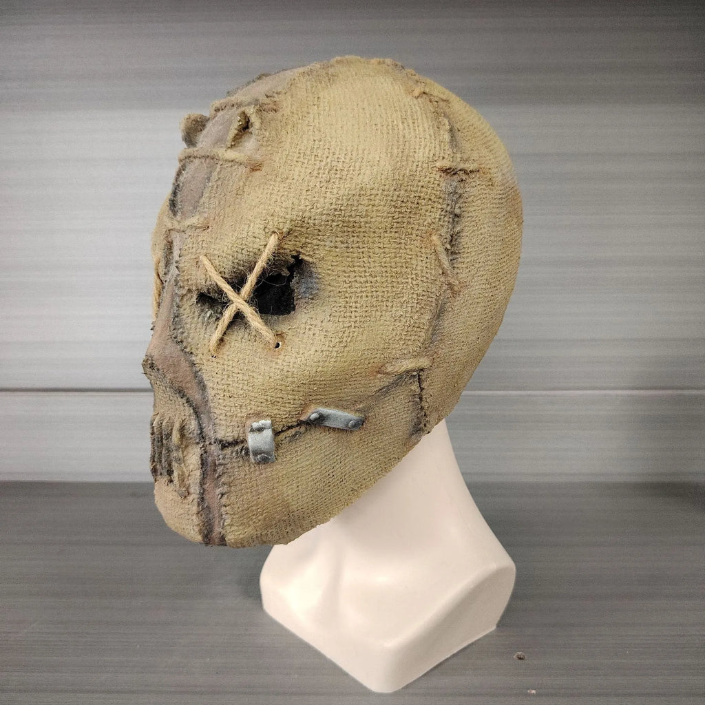 Scar skull latex horror mask head cover for Halloween costume showing 31cm height measurement