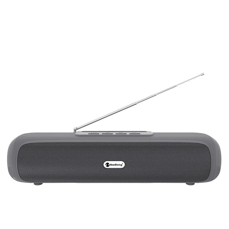 Desktop wireless long strip subwoofer speaker in black, blue, red, or silver grey with 5W power and 10m wireless range