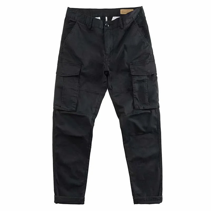 Men's multi-pocket cotton labour protection trousers in cropped length design