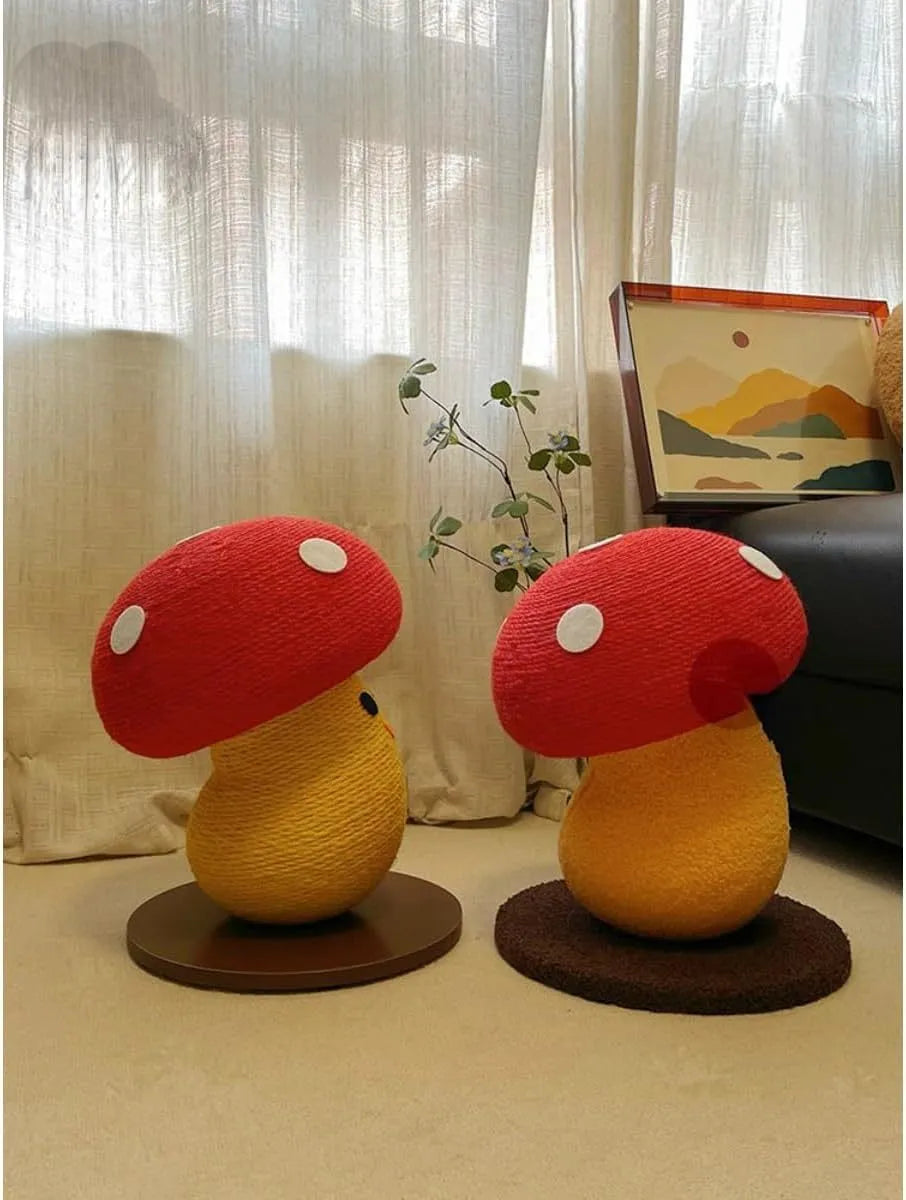 Foldable accordion design cat scratcher that converts to round cardboard bed, mushroom shape