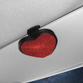 Diamond-encrusted PU leather car sun visor organiser clip with magnetic document holder and glasses storage