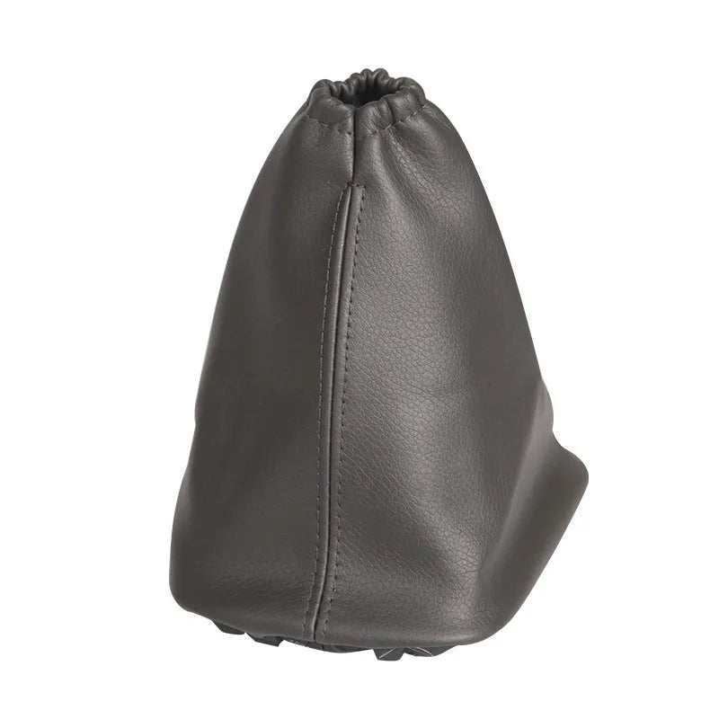 Black leather shift lever dust cover for Toyota Corolla measuring 15.2cm x 12.9cm x 2.3cm