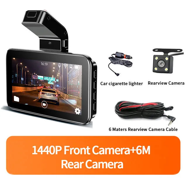 3-inch car DVR camera with dual lens system for front and rear vehicle recording