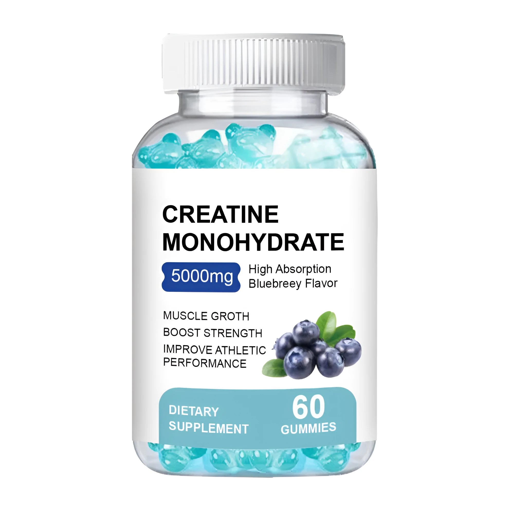 Pack of 60 creatine monohydrate gummy supplements for dietary use.