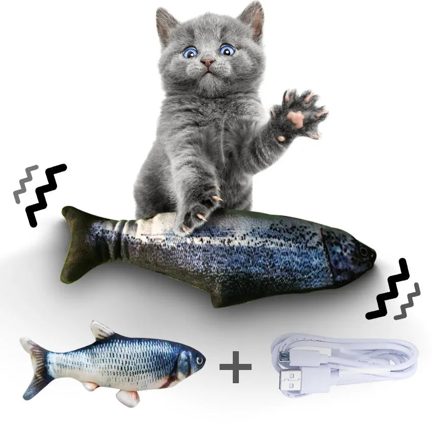 30cm multicolor electronic jumping fish cat toy with USB charging cable