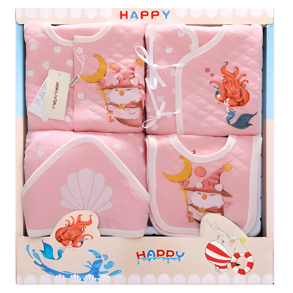 Baby gift box newborn set with soft-treated thicker fabric, for 0 to 1 year up to 80cm, in blue or pink