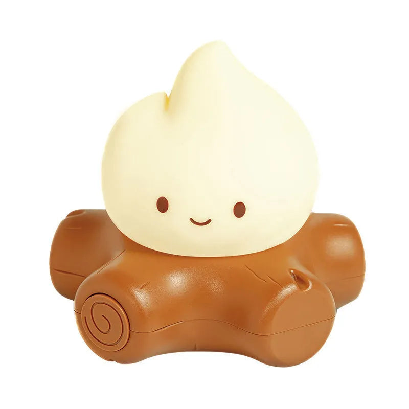Silicone fire pile cartoon night lamp with yellow LED lighting and ABS shade measuring 96x92x93mm