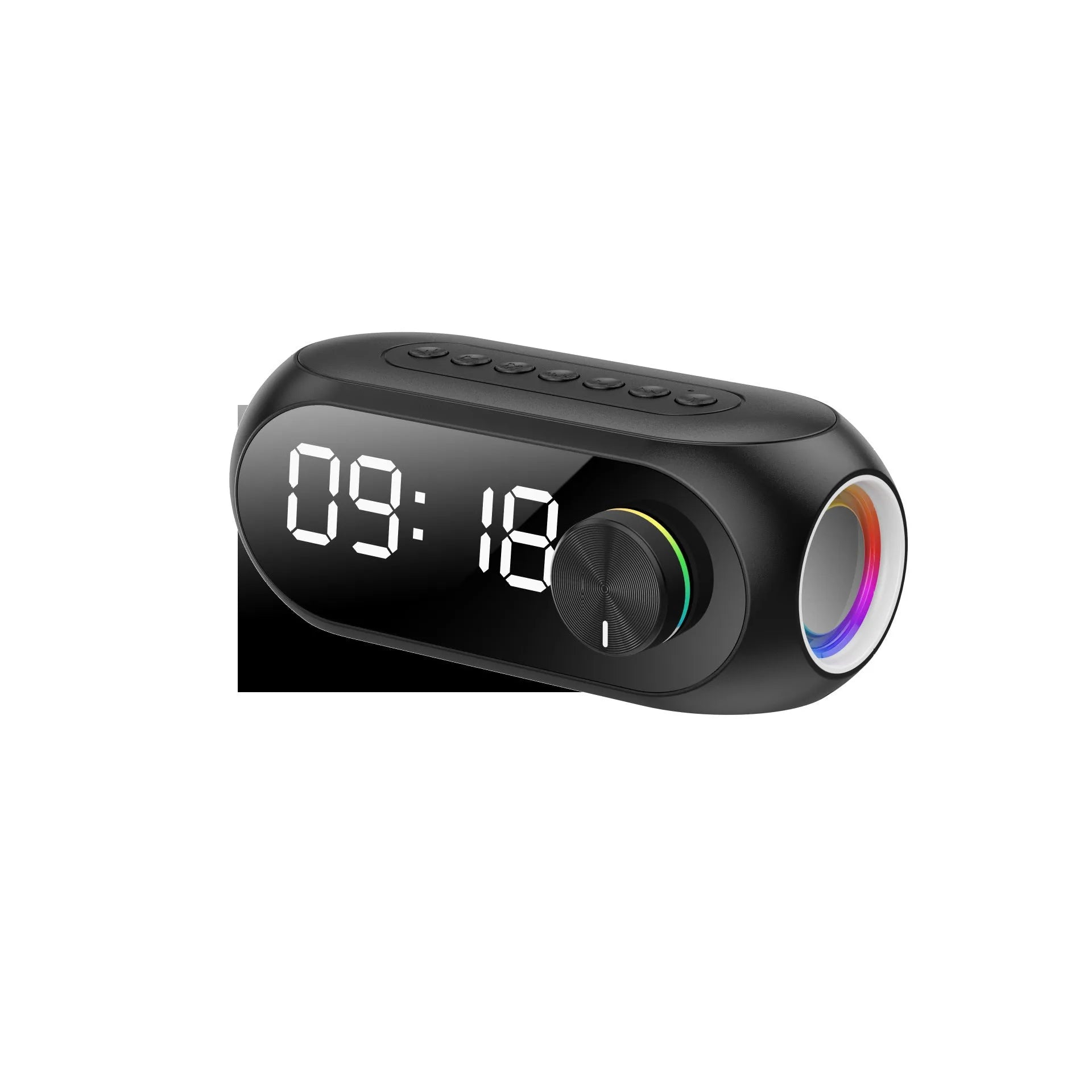 USB portable mini clock speaker in black, white and blue colours with extra bass