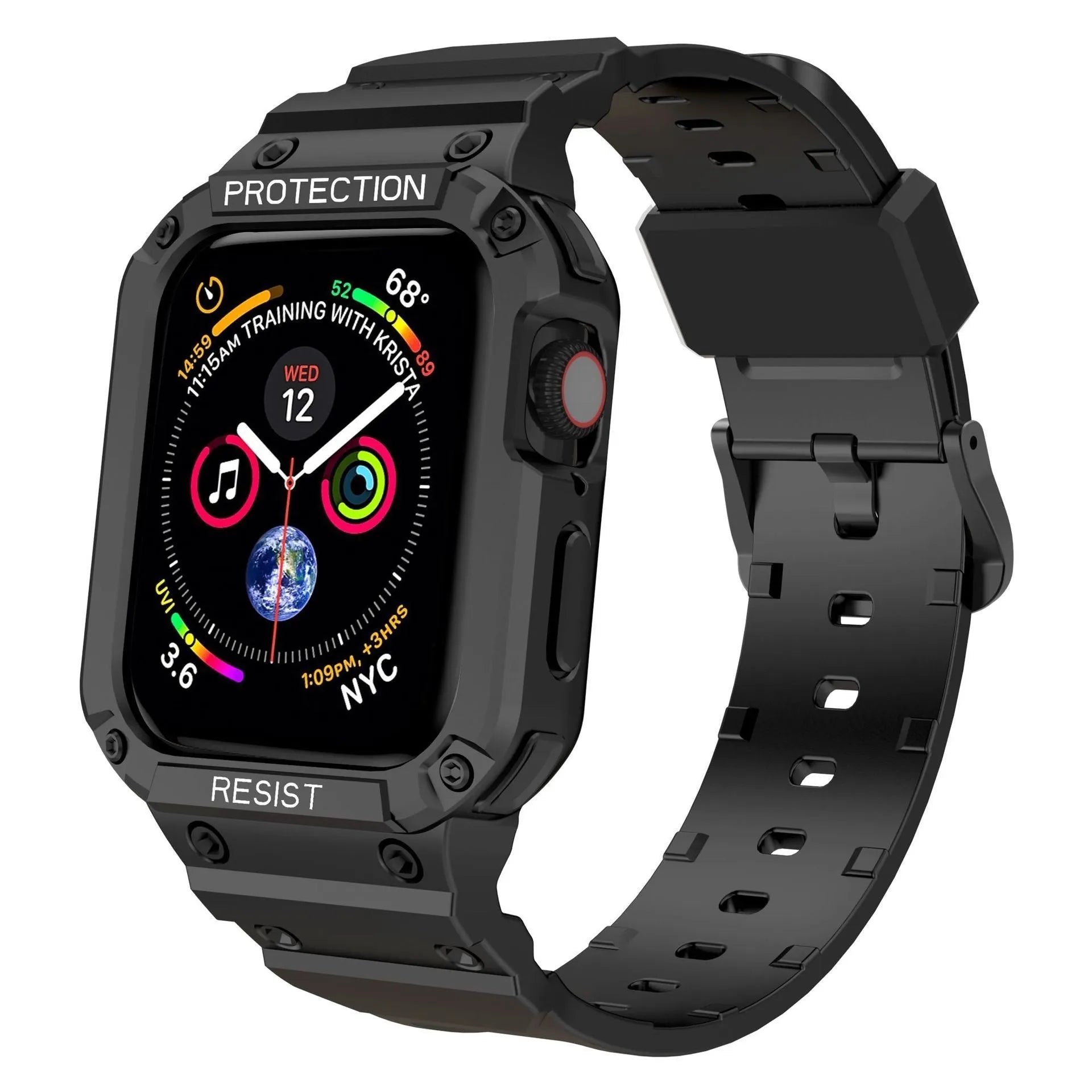 Apple Watch Series 8 TPU sport strap in multiple colours showing 38mm and 42mm size options