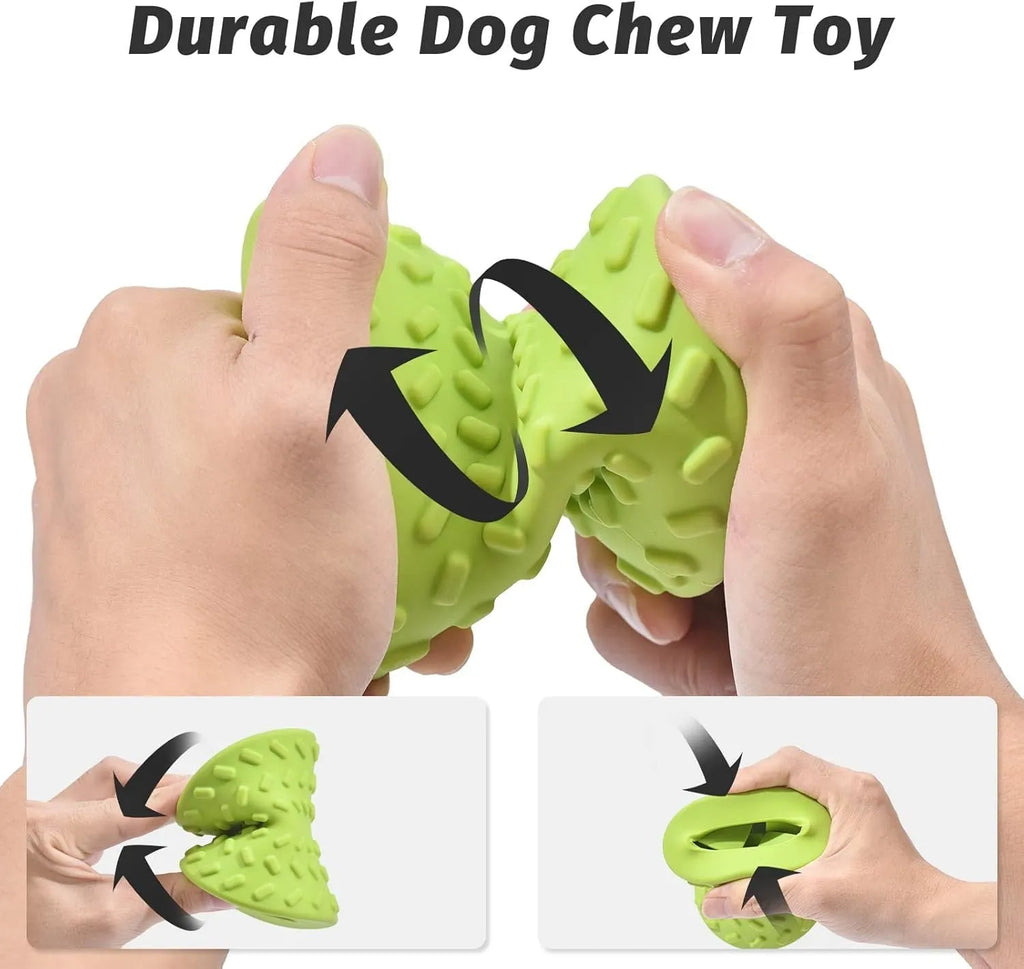 Blue natural rubber treat dispensing dog bone toy for aggressive chewers