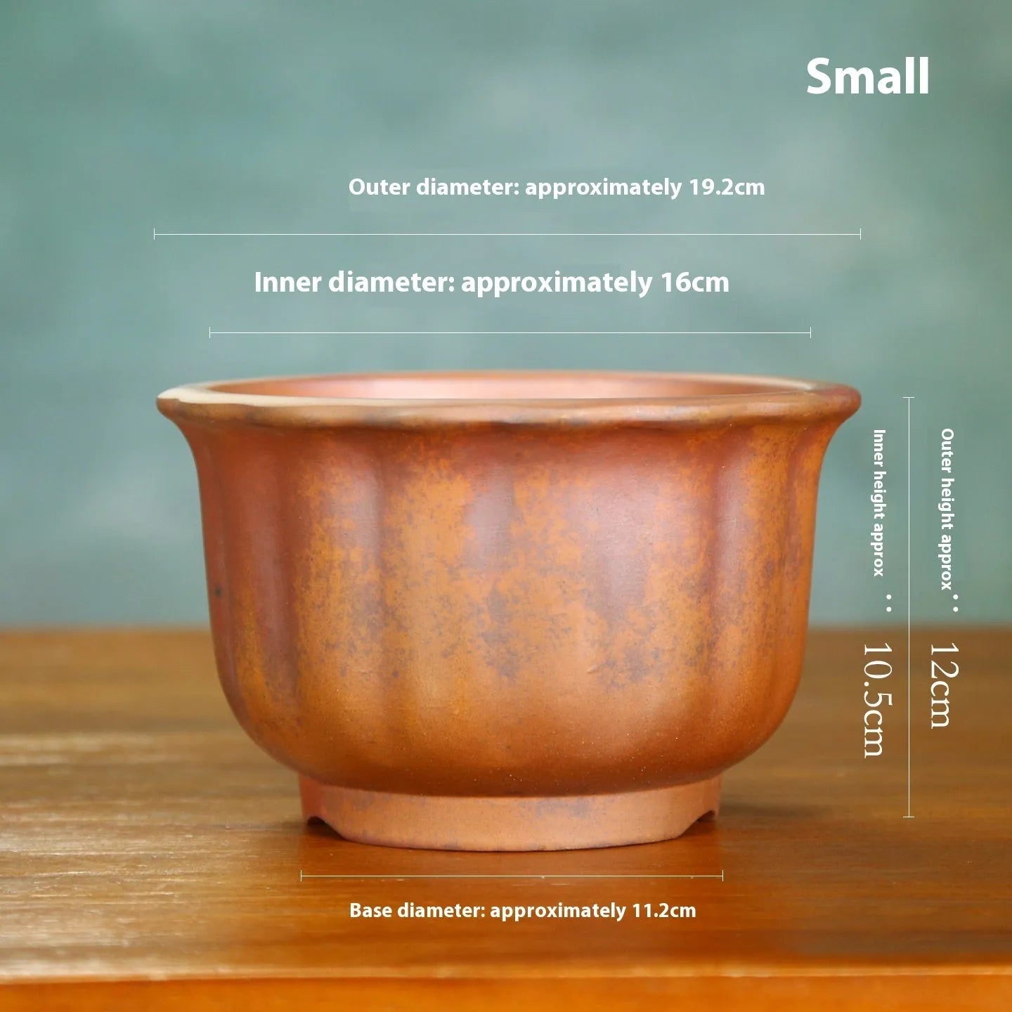 Indoor antique carved wood burning ceramic flowerpot with purple sand material for bonsai display