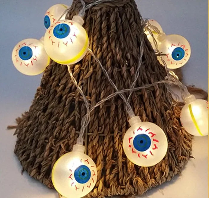 Halloween LED string lights with bat, pumpkin, ghost and spider pendants on a 1.2 metre wire