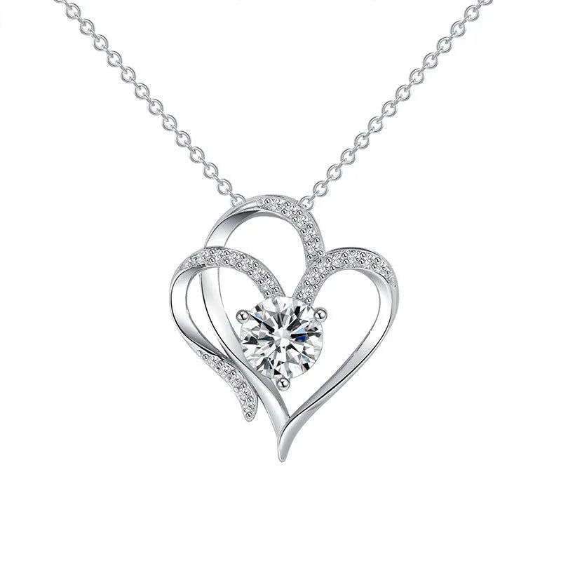 Women's heart-shaped 925 silver necklace in rose gold, white gold or yellow gold plating