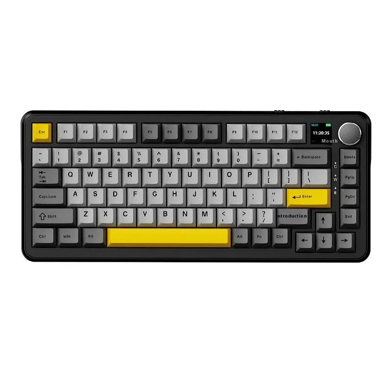 75% compact wireless mechanical keyboard in black, grey and yellow colour options