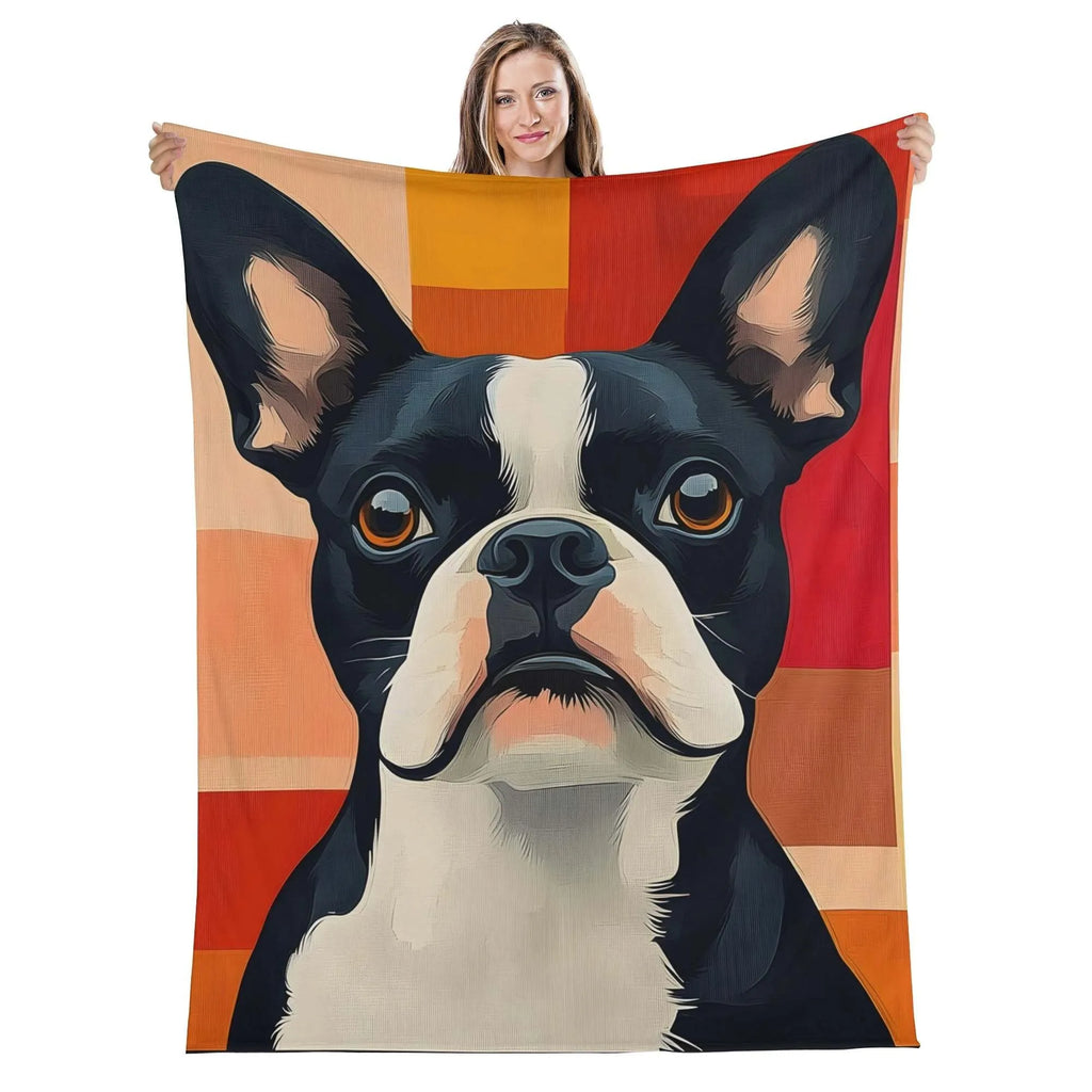 Pet dog lover photo cover blanket, polyester, 100x130cm, cartoon style, colour option