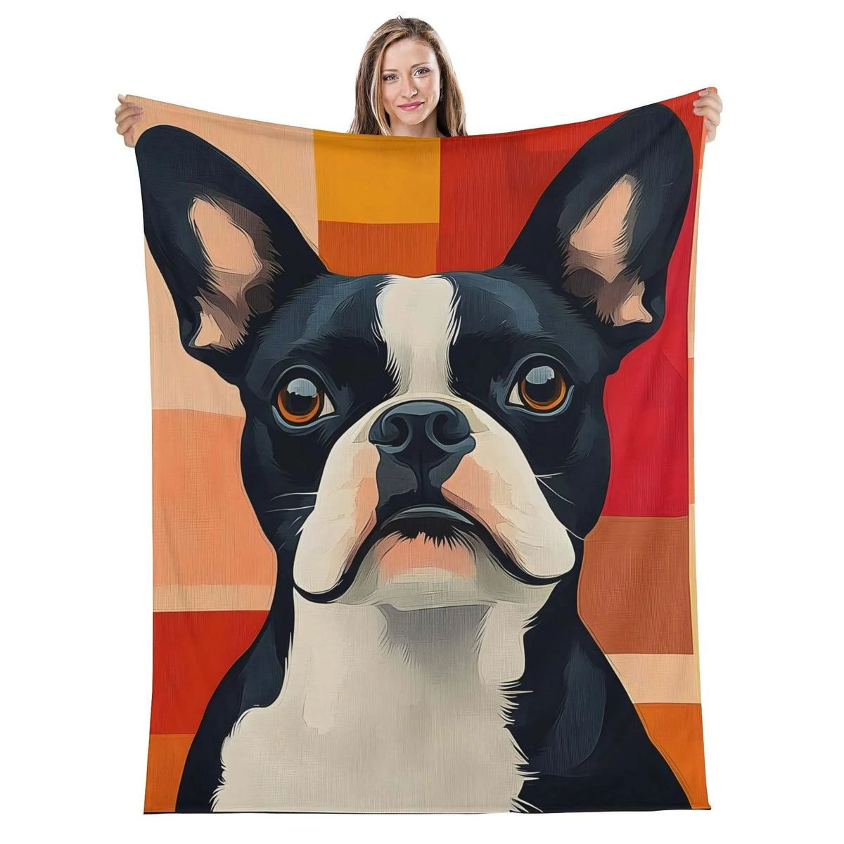 Pet dog lover photo cover blanket, polyester, 100x130cm, cartoon style, colour option
