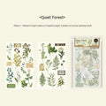 Huazhisen Series forest art sticker material pack showing printed transfer paper and cotton linen sheets