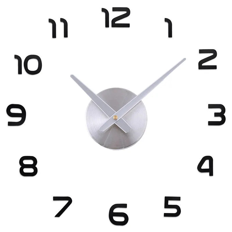 Round silver acrylic wall clock, single-sided, for living room bedroom study or office wall