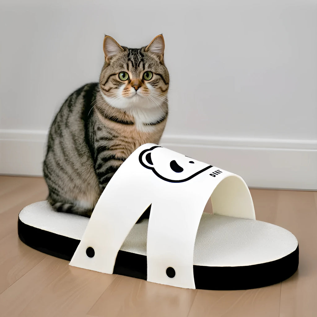 White corrugated paper cat scratch board in slipper style design