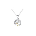 Sun Moon Tooth couple necklace set showing male and female copper pendants on cross chains